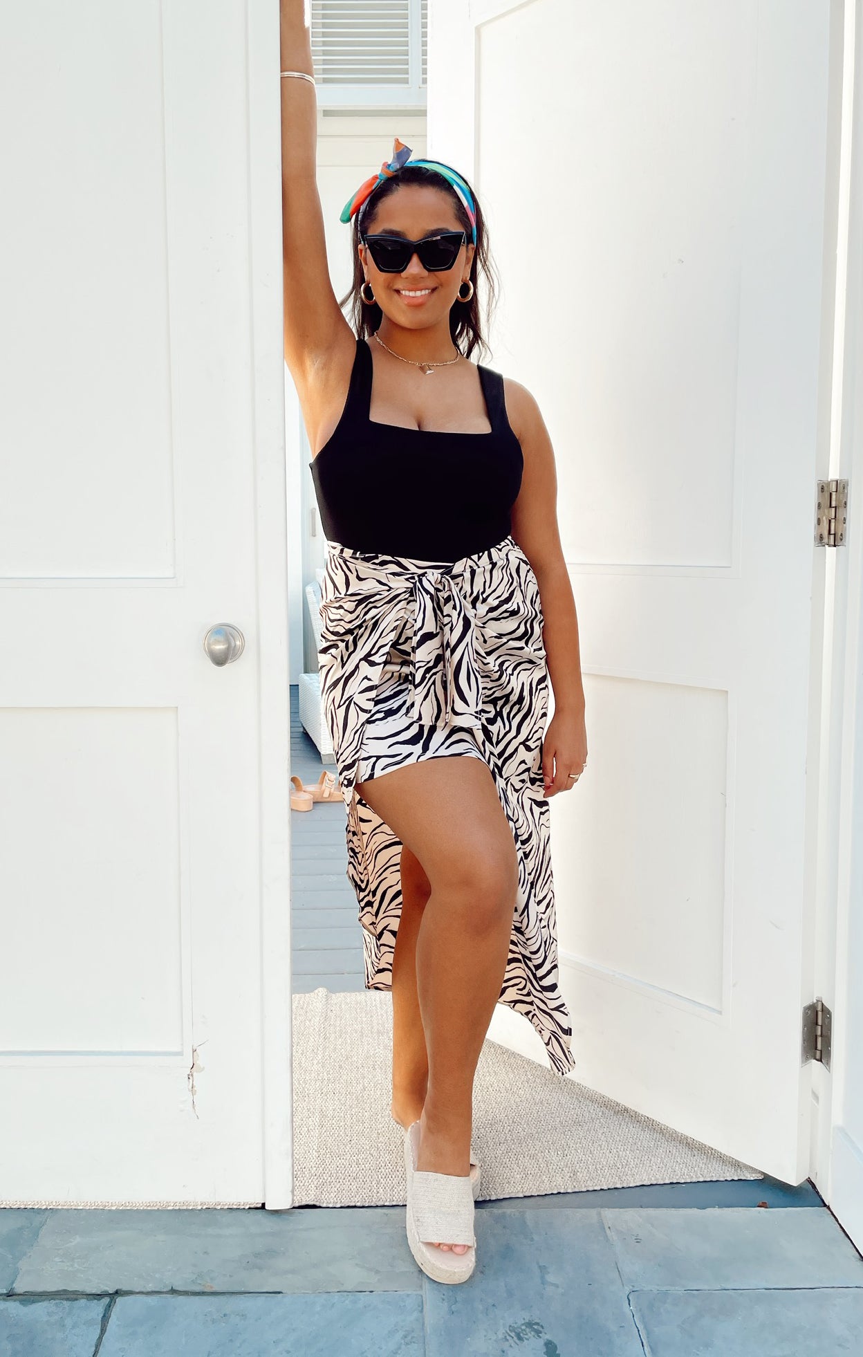 Black & Taupe Zebra Maxi Skirt with Slit - Wrap Me Up