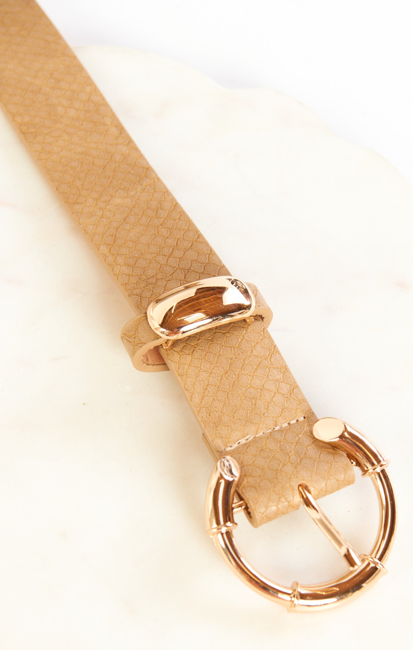 Lunar Women's Taupe Snakeskin Belt for Dresses & Jeans