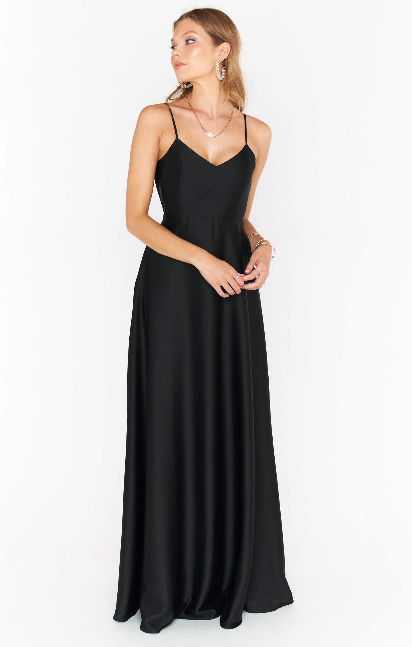 Faith Luxe Satin Maxi Dress for Bridesmaids - Black