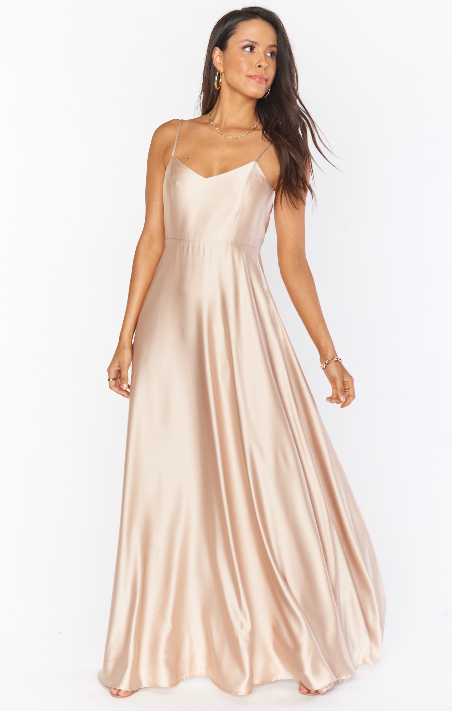 Faith Maxi Dress in Champagne Luxe Satin for Bridesmaids