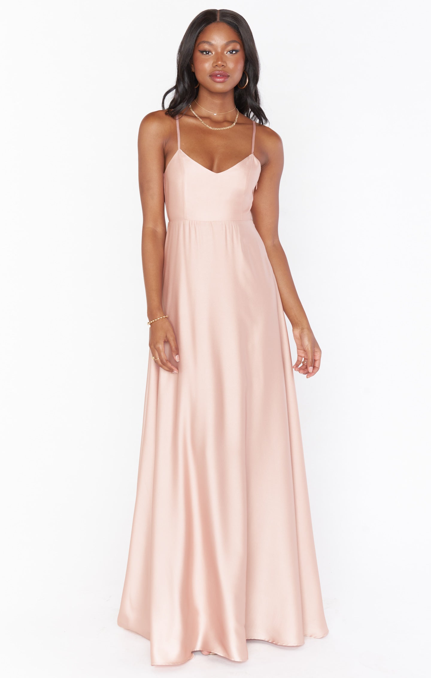 Faith Maxi Dress - Rose Gold Satin Bridesmaid Gown