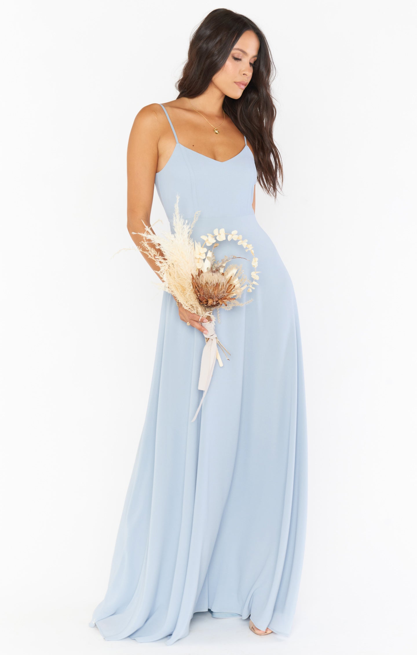 Faith Maxi Dress - Steel Blue Chiffon Bridesmaid Gown