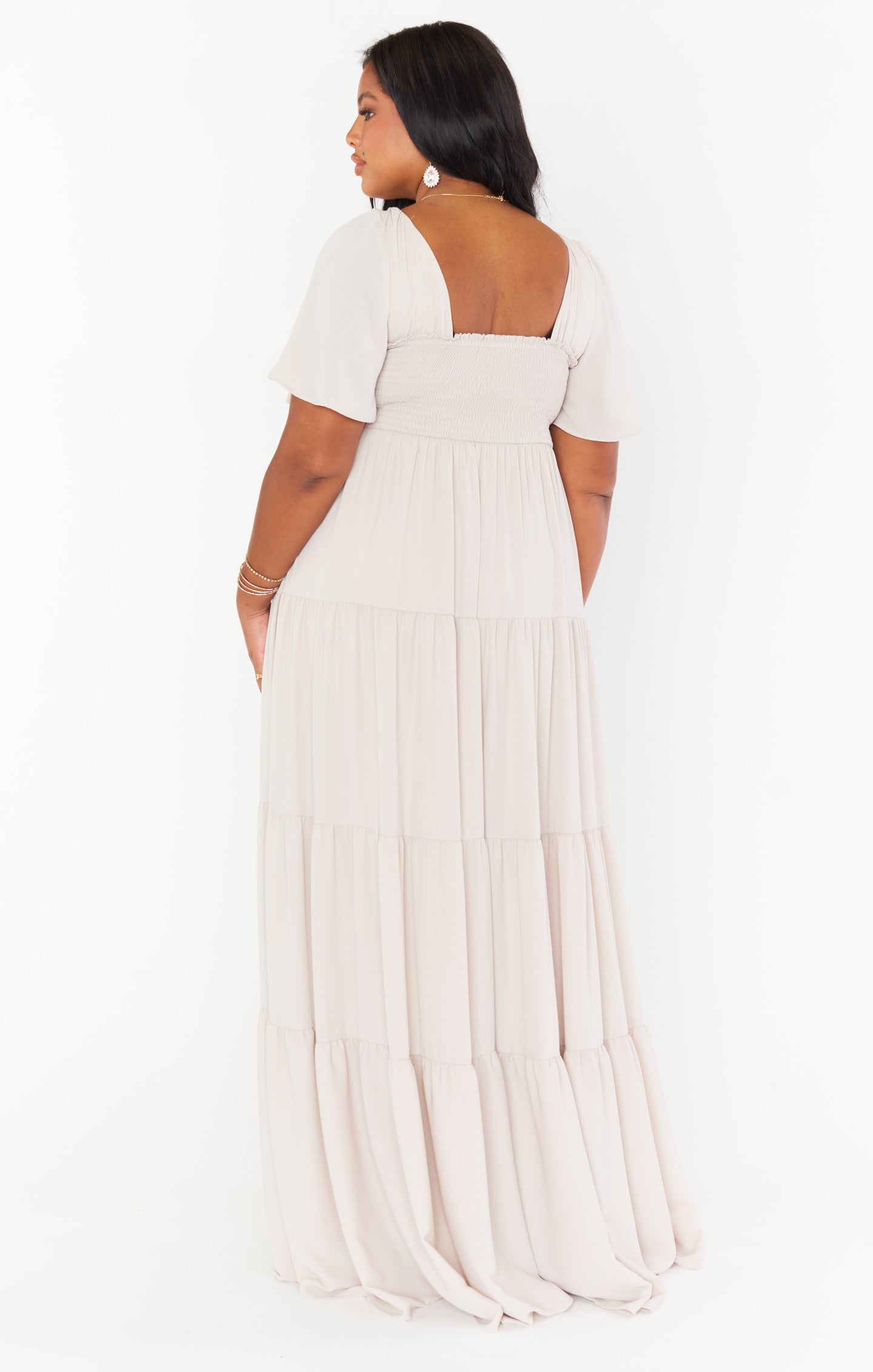Nicole Floral Maxi Dress with Smocked Back & Flutter Sleeves
