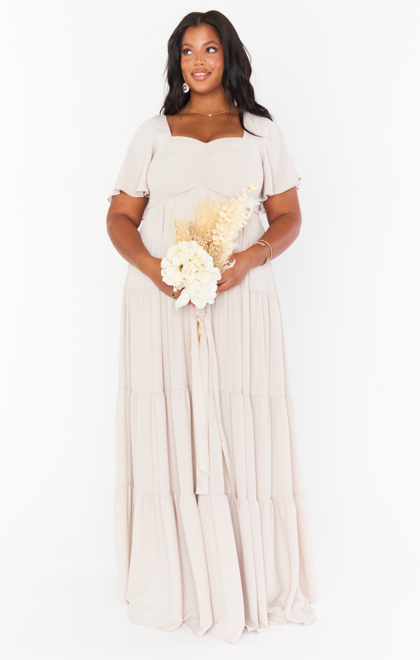 Nicole Floral Maxi Dress with Smocked Back & Flutter Sleeves