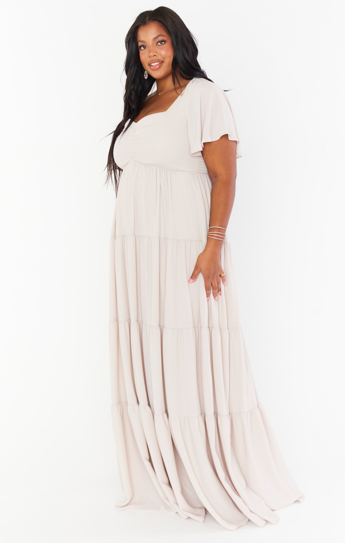 Nicole Floral Maxi Dress with Smocked Back & Flutter Sleeves