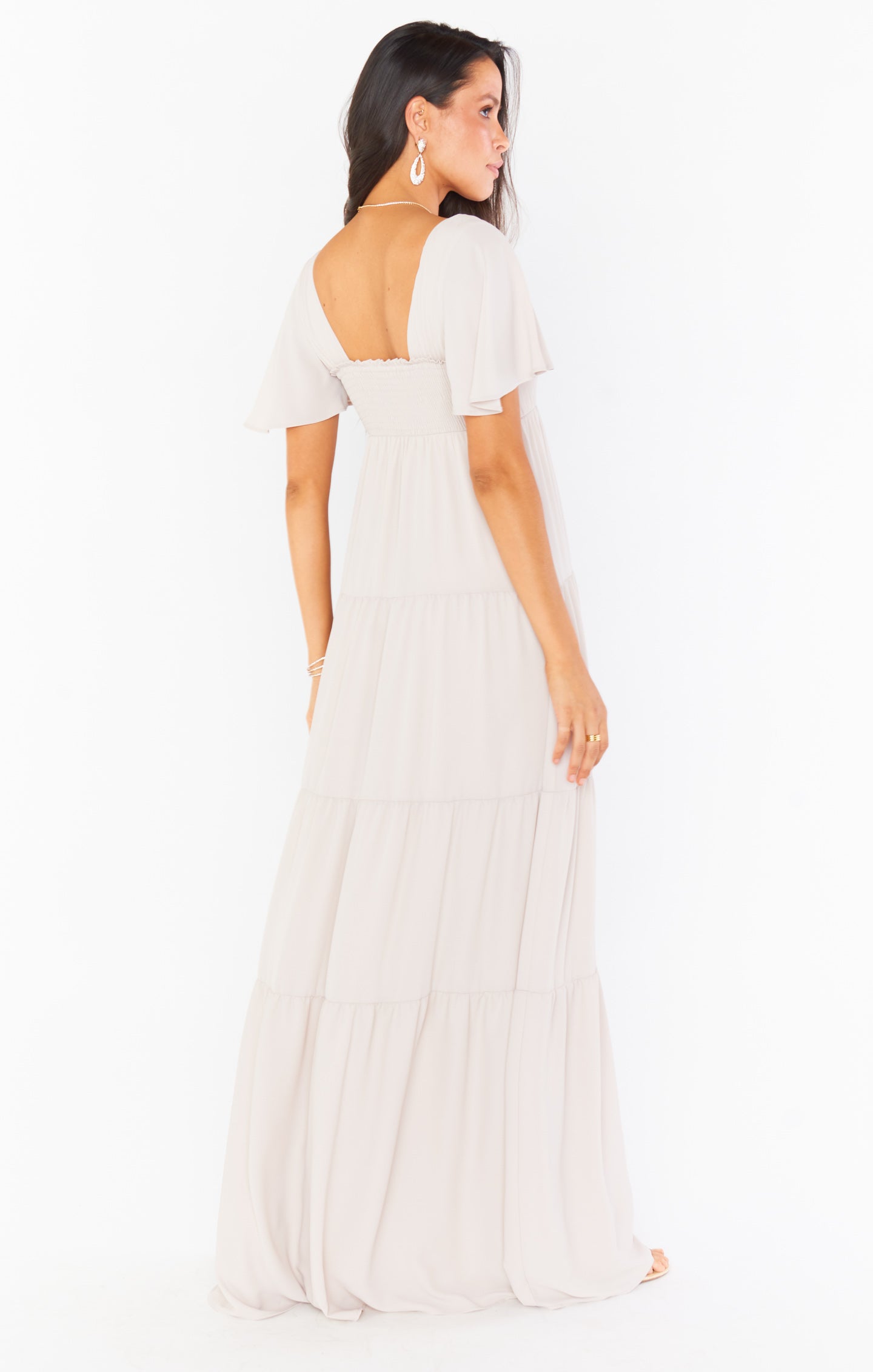 Nicole Floral Maxi Dress with Smocked Back & Flutter Sleeves