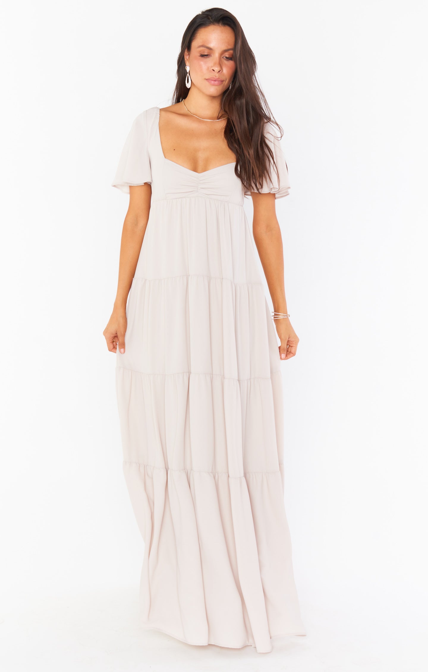 Nicole Floral Maxi Dress with Smocked Back & Flutter Sleeves