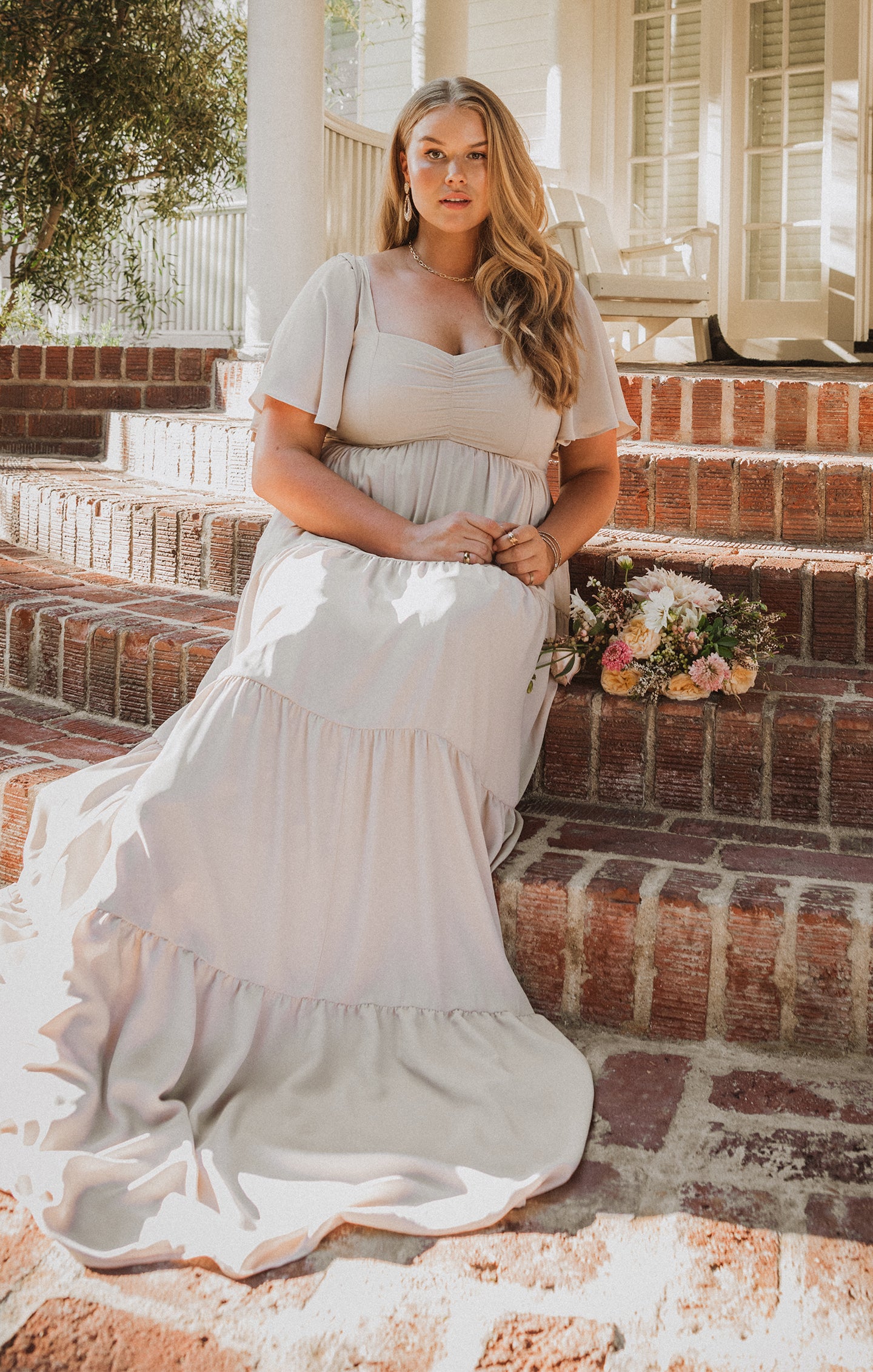Nicole Floral Maxi Dress with Smocked Back & Flutter Sleeves