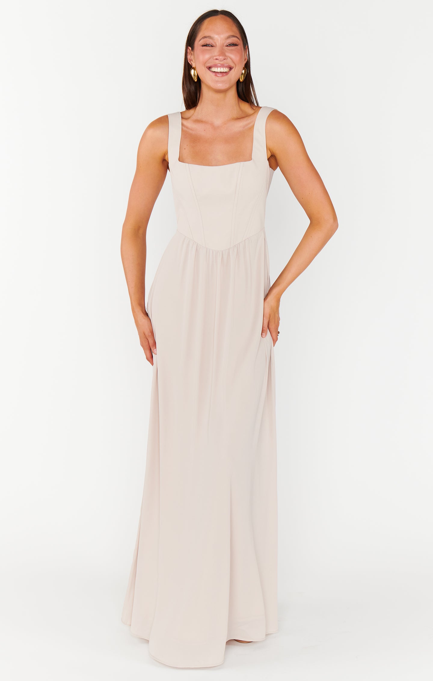 Nina Corset Maxi Dress with Smocked Back & Boning