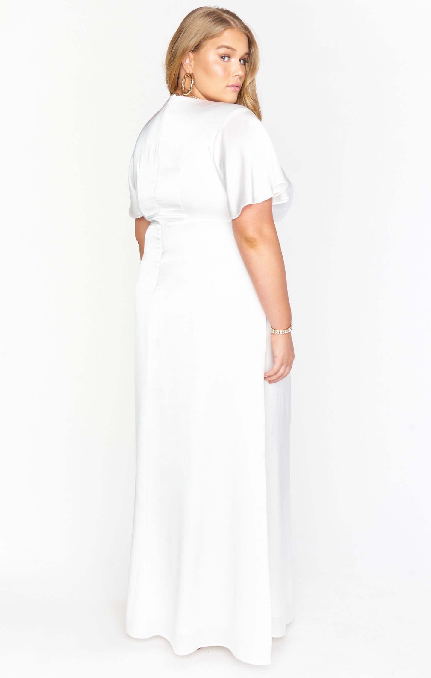 Ivory Luxe Satin Rome Twist Gown with Empire Waist
