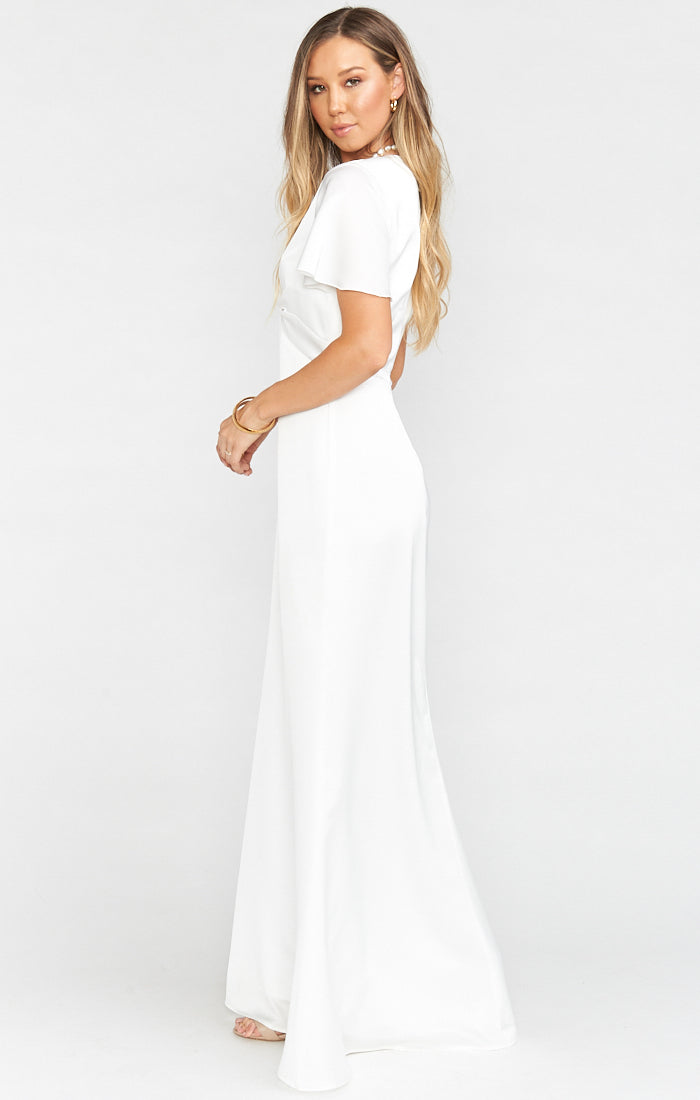 Ivory Luxe Satin Rome Twist Gown with Empire Waist