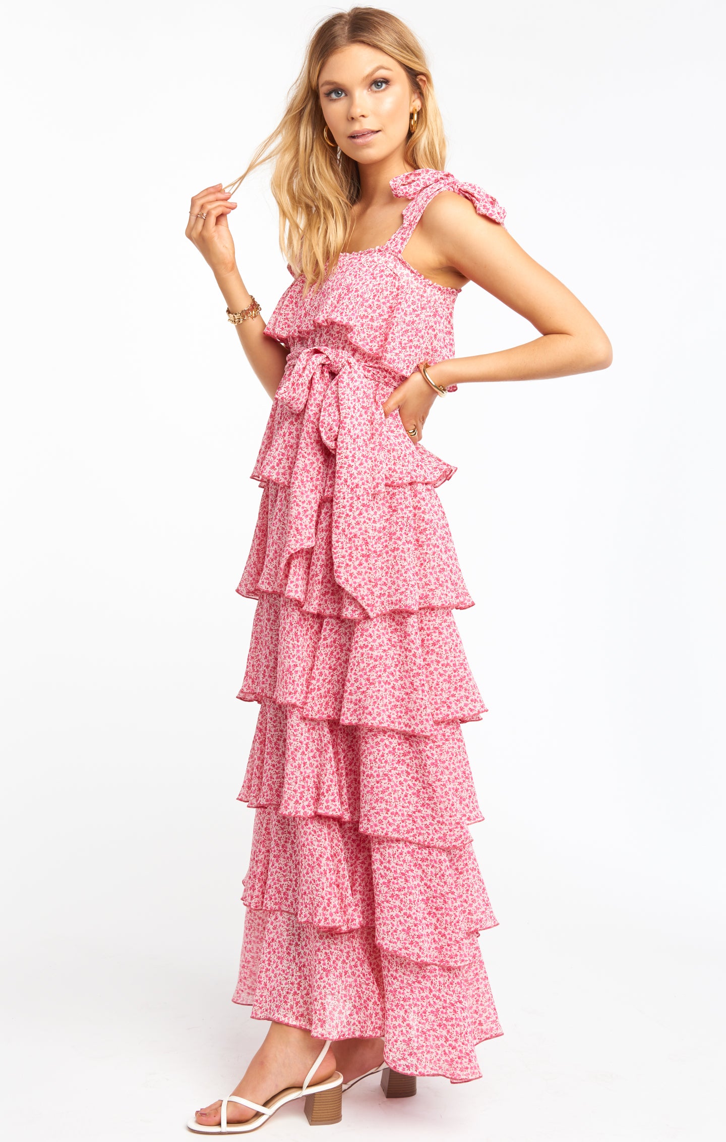 Pink Floral Mini Dress with Adjustable Straps & Detachable Sash
