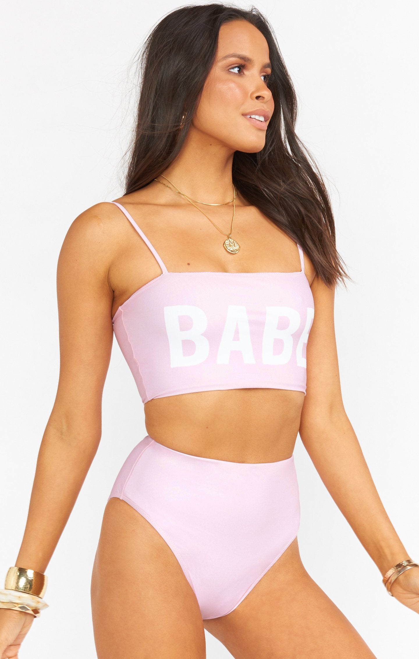 High Waisted Bikini Bottom ~ Pastel Pink Swimwear