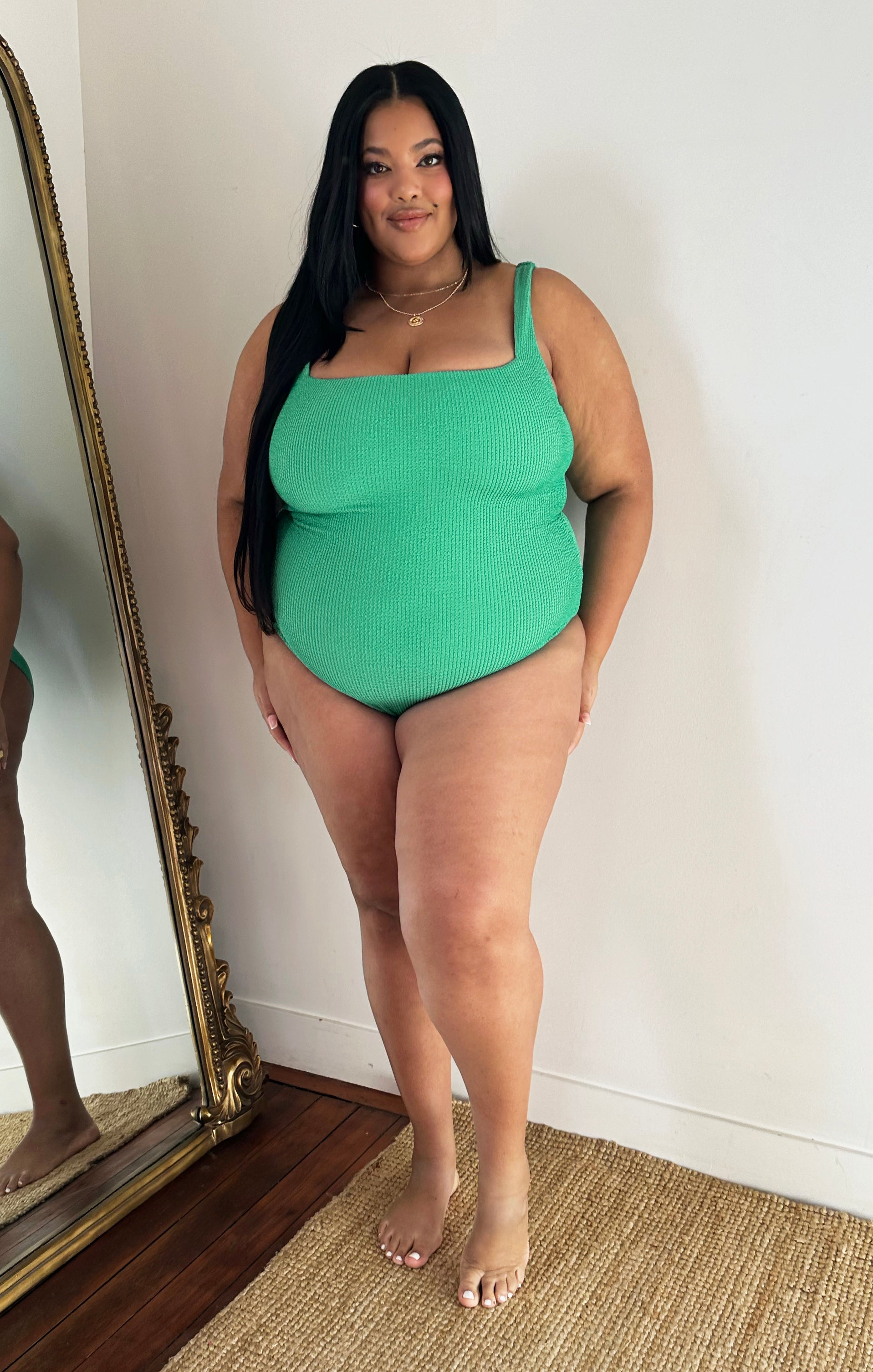 Sea Green Scrunch One Piece Swimsuit with Scoop Back