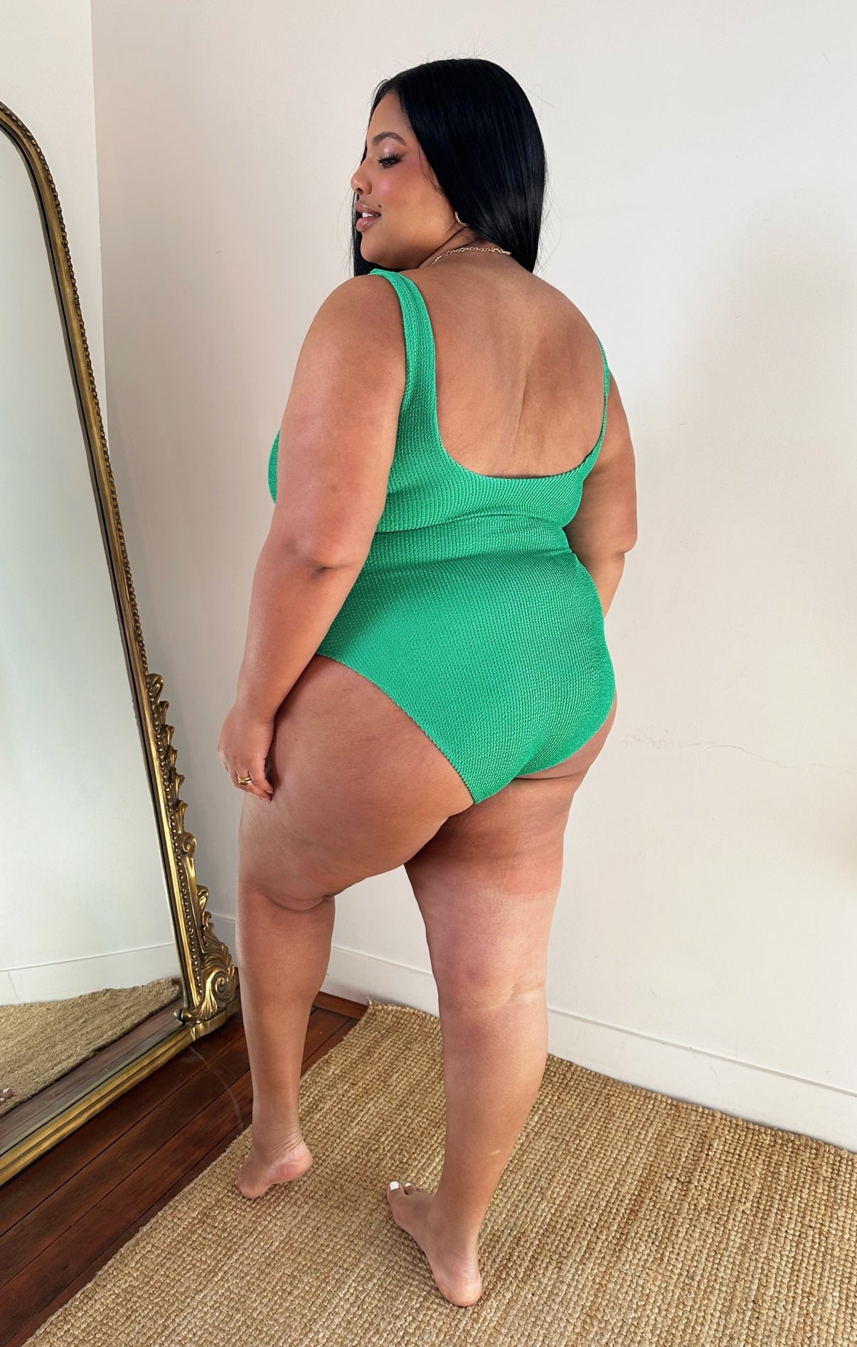 Sea Green Scrunch One Piece Swimsuit with Scoop Back