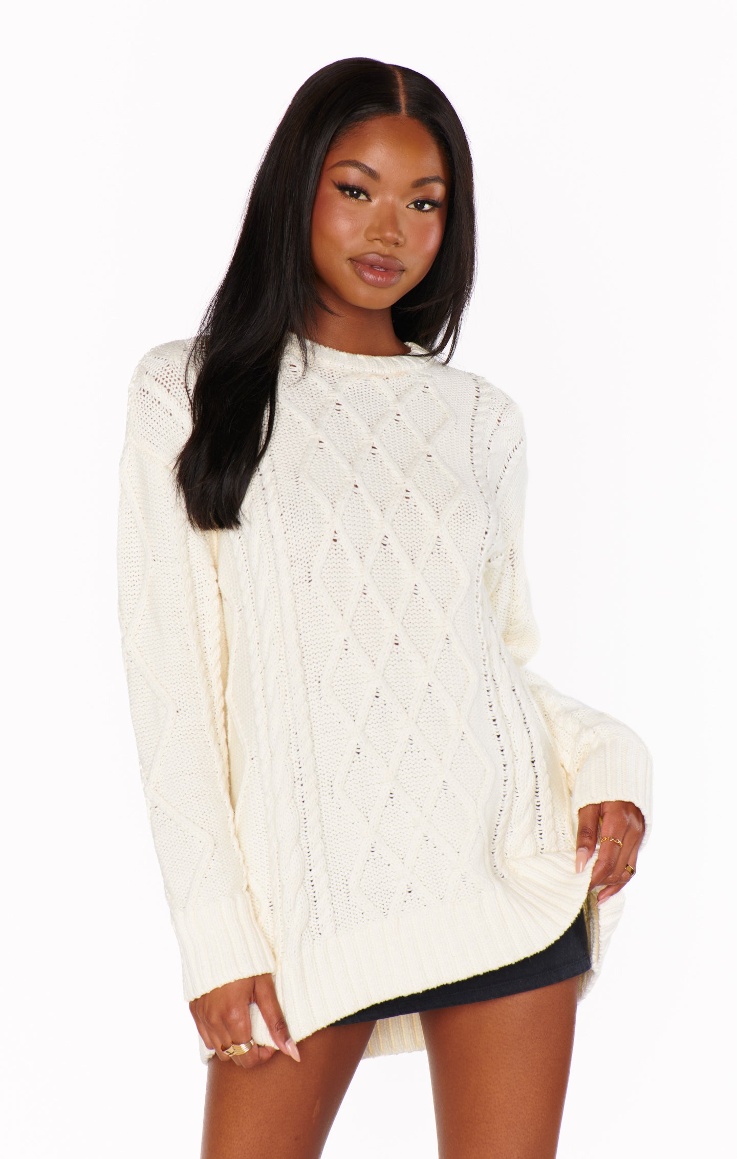 Cream Cable Knit Sweater - Classic Everyday Pullover