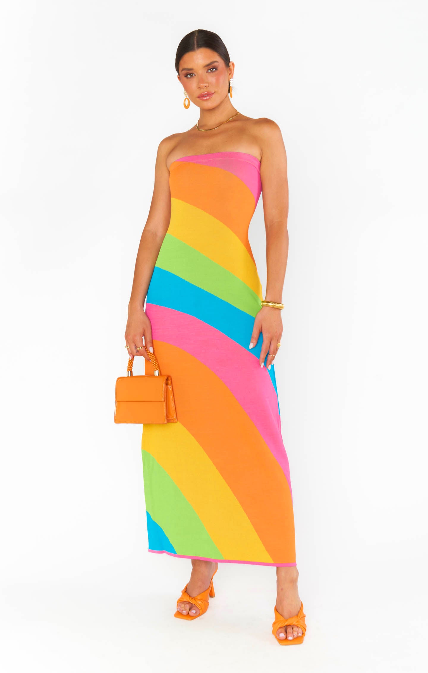 Rainbow Stripe Tube Dress for Summer Nights - Salty Knit