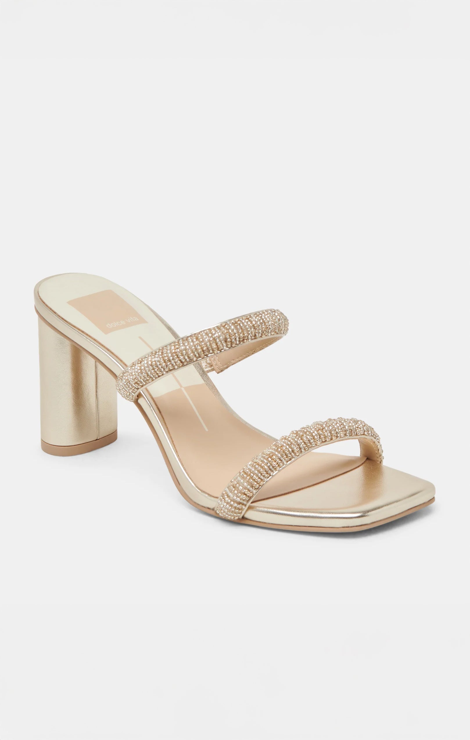 Dolce Vita Gold Beaded Nolah Block Heels for Women
