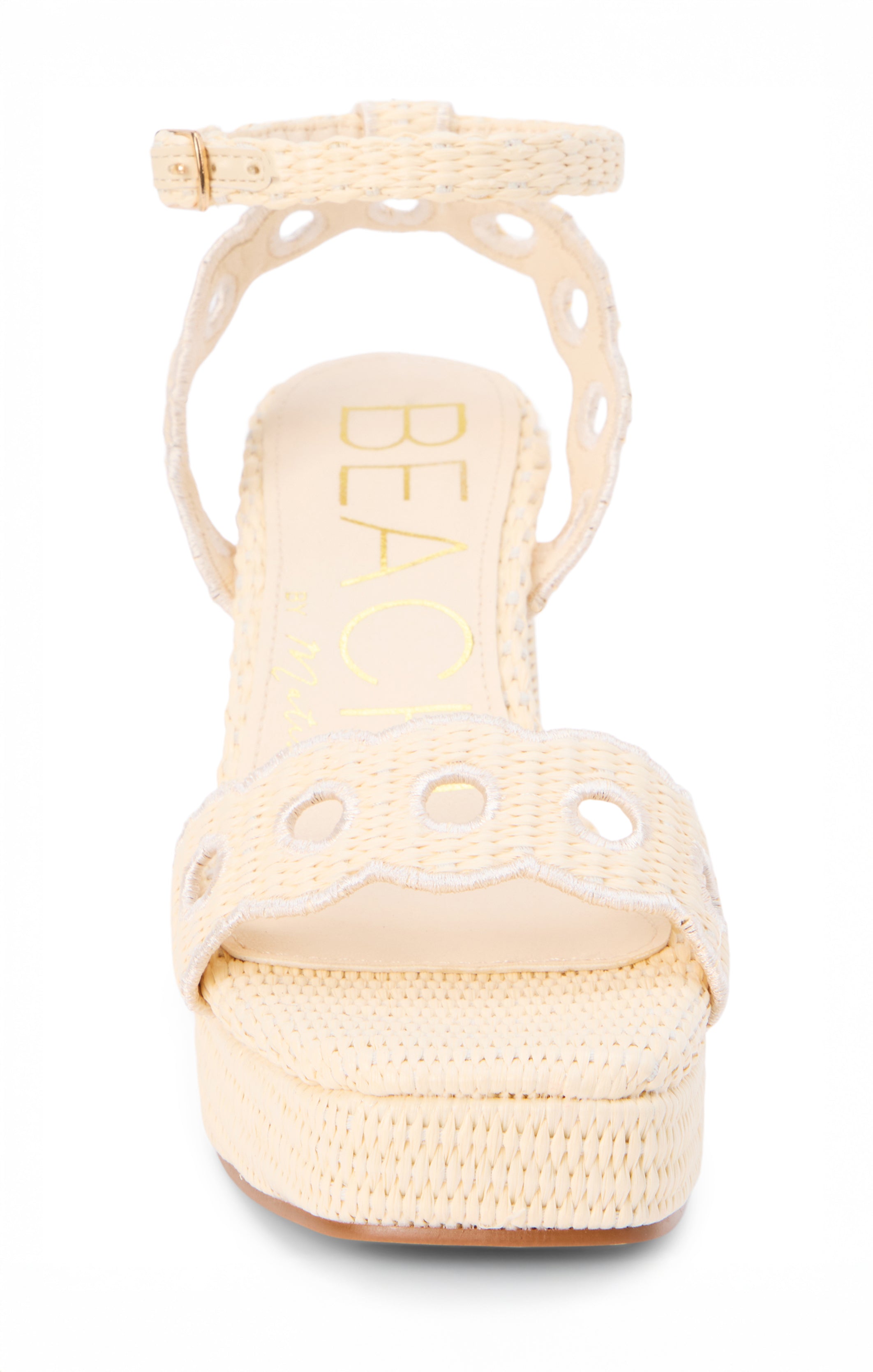 Matisse Moorea Scalloped Ankle Strap Heels in Ivory