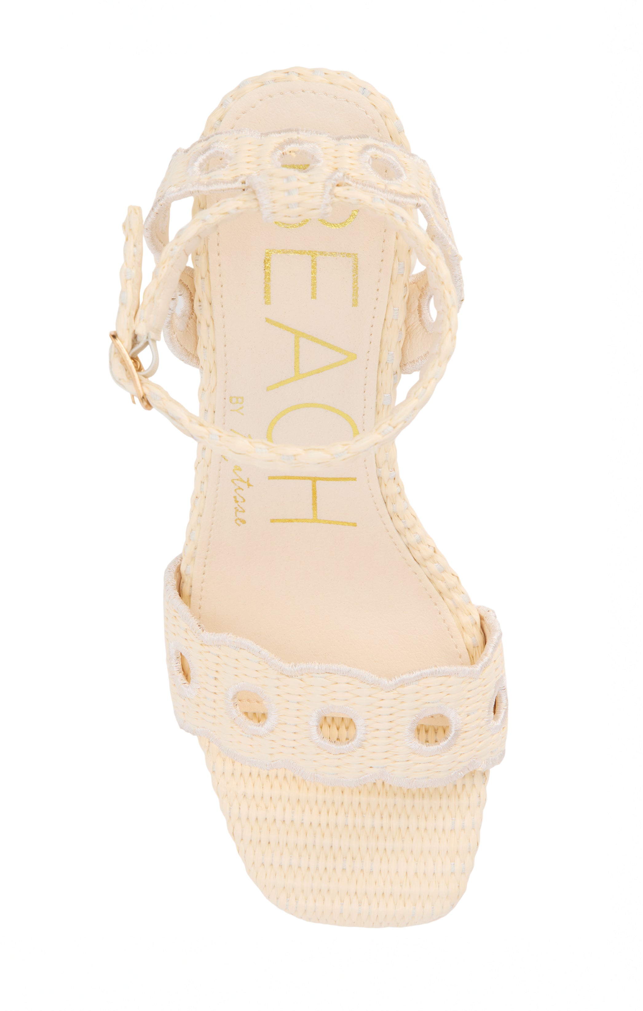 Matisse Moorea Scalloped Ankle Strap Heels in Ivory