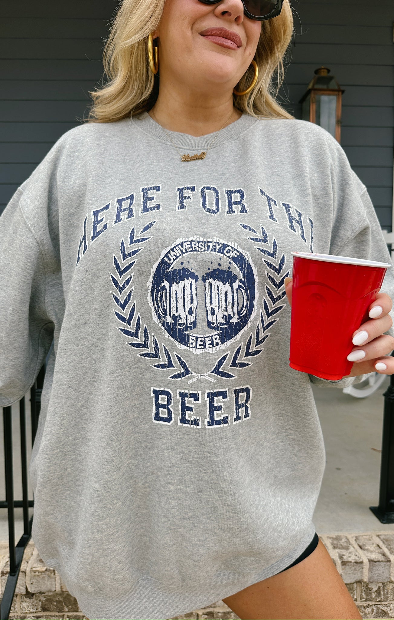 Stanley Graphic Sweatshirt - Here For Beer Oversized Crewneck