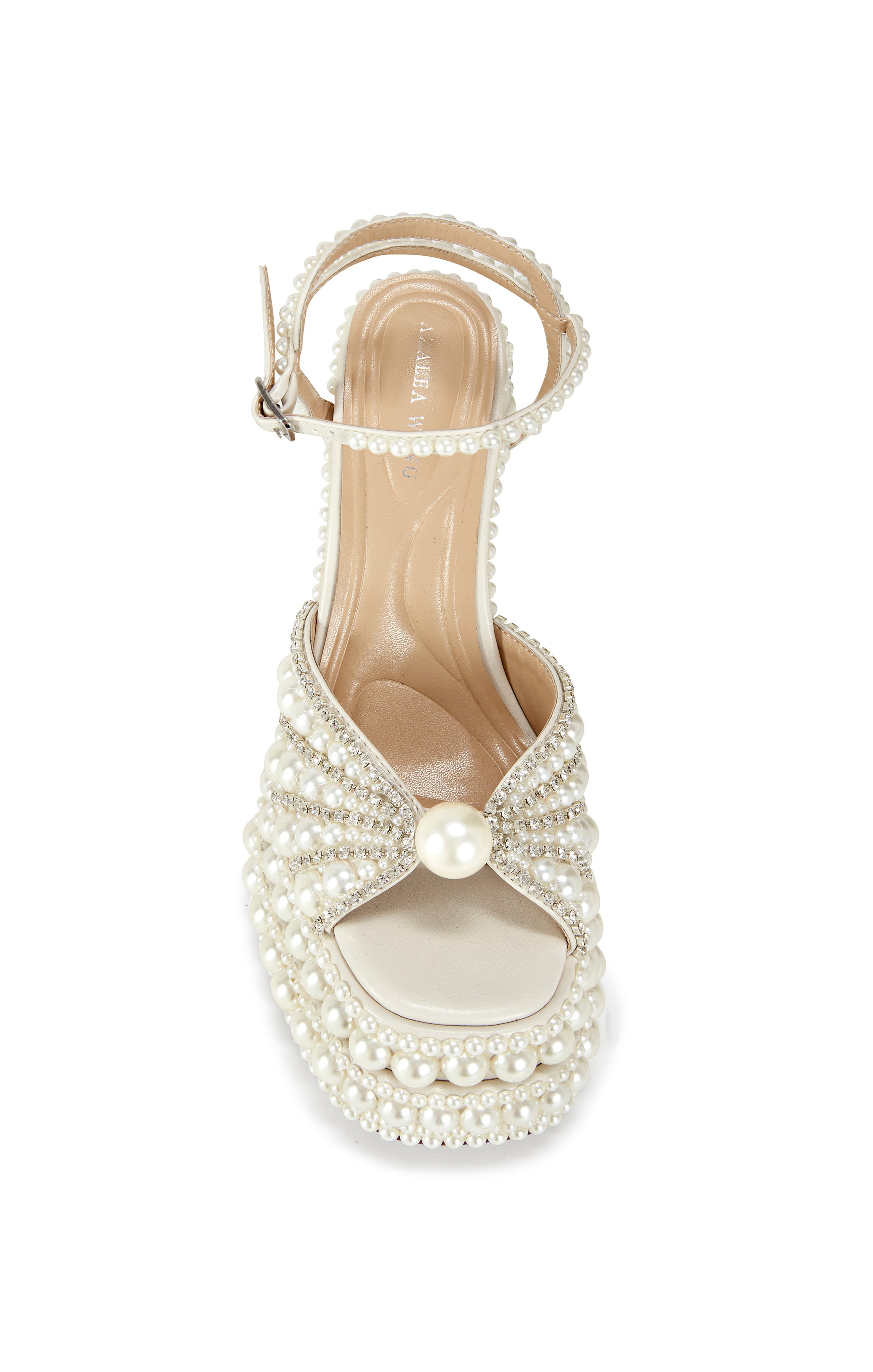 Azalea Wang White Astrella Heeled Sandals with Pearls
