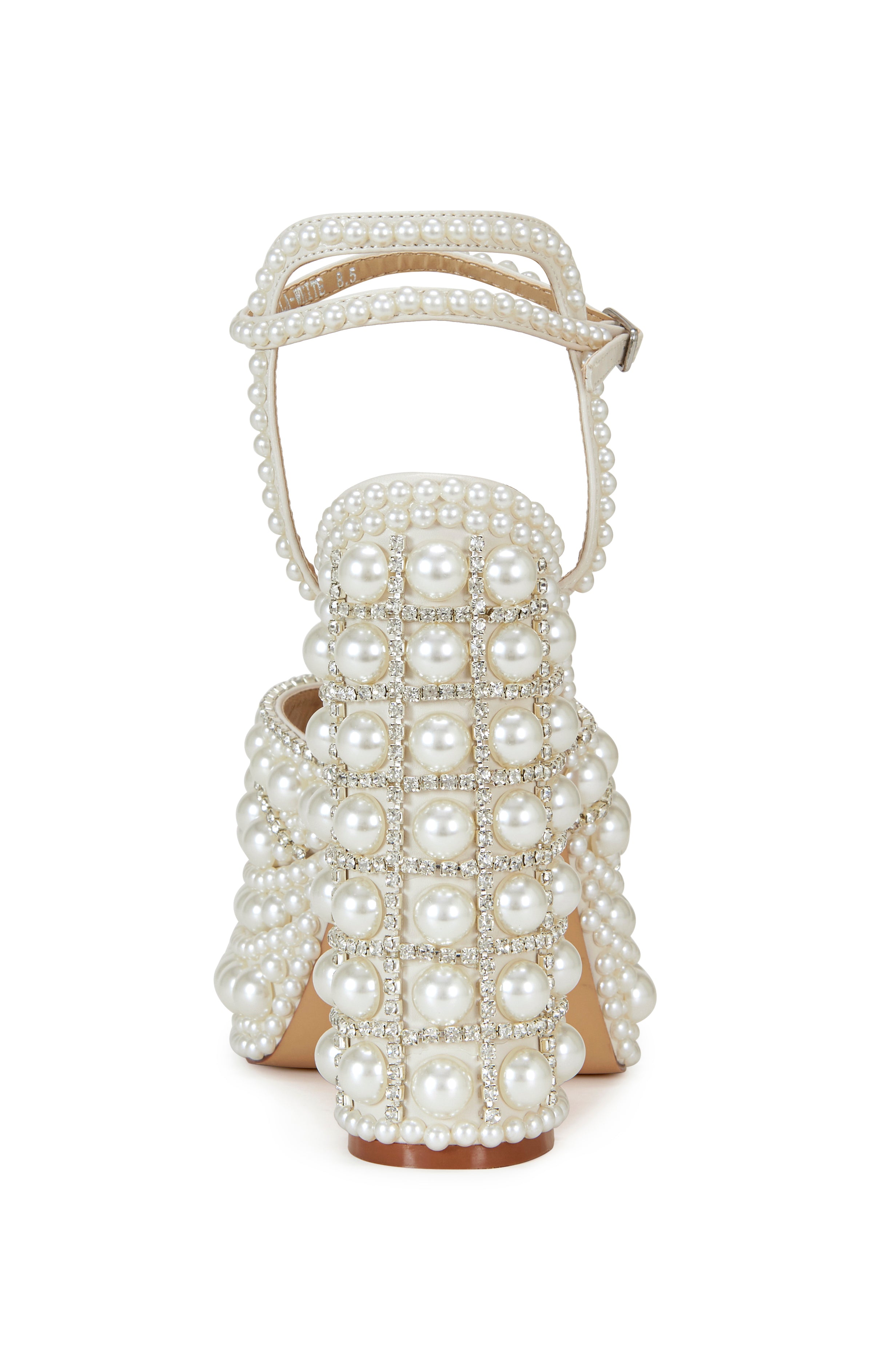 Azalea Wang White Astrella Heeled Sandals with Pearls