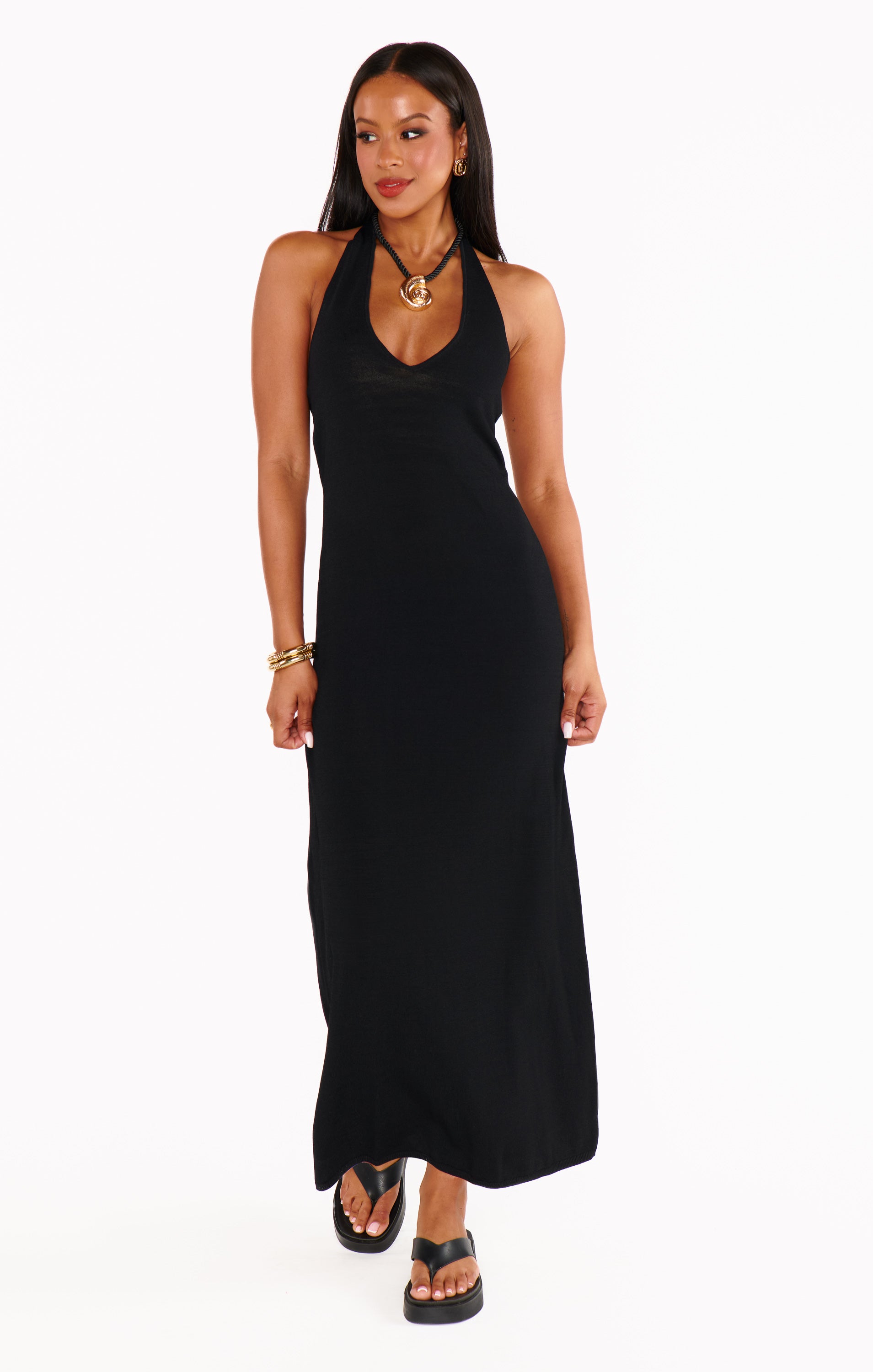 Kate Black Knit Halter Dress for Women | Lightweight & Versatile