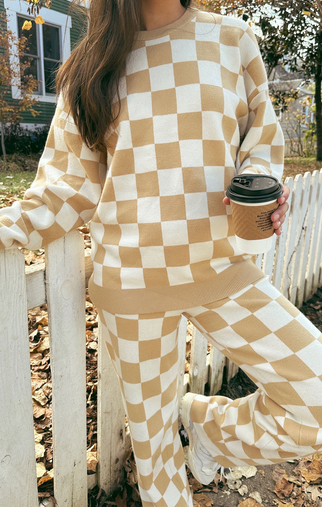 Scout Oversized Tan Checker Knit Sweater