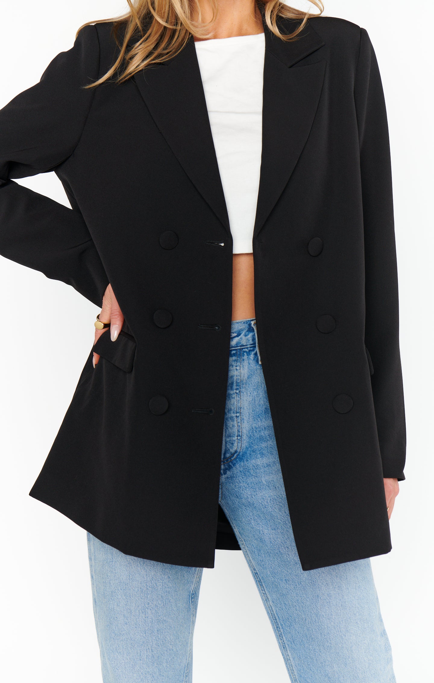 Women's Black Blazer - Lightweight Suiting for Office & Evening