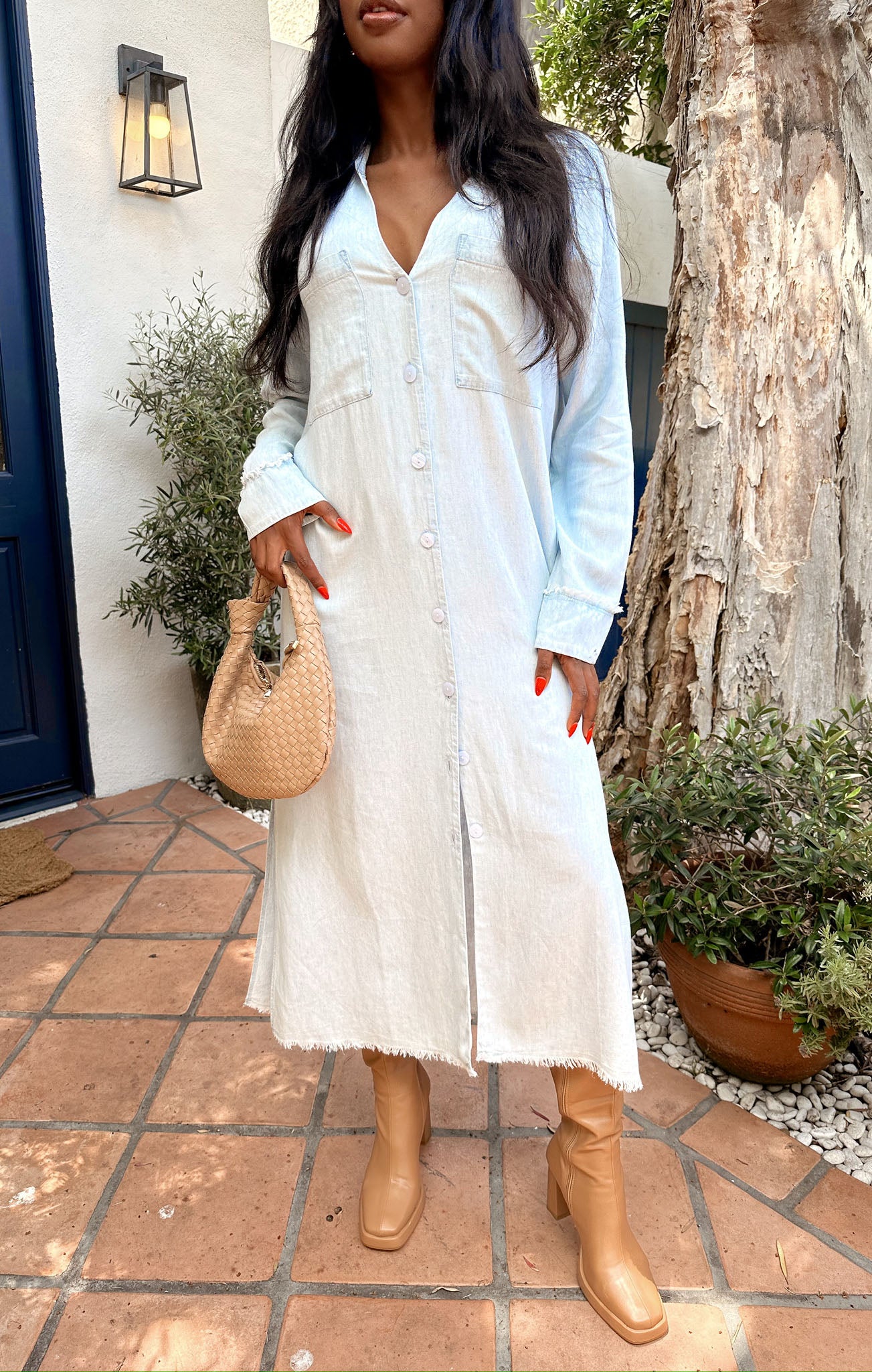 Wilmington Lightweight Chambray Shirt Dress with Pockets