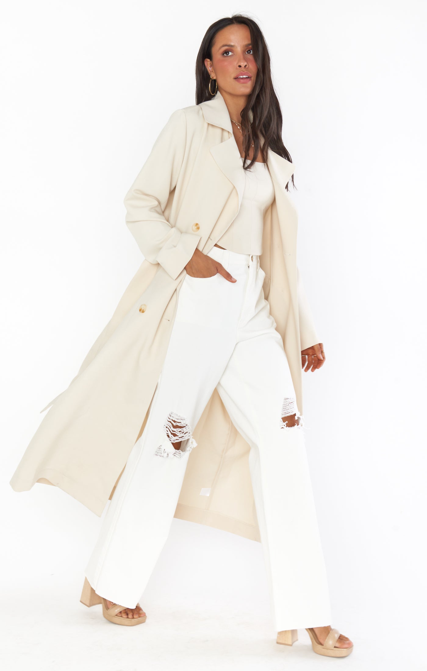 Trevor Trench Coat - Off White Jacket for Men & Women