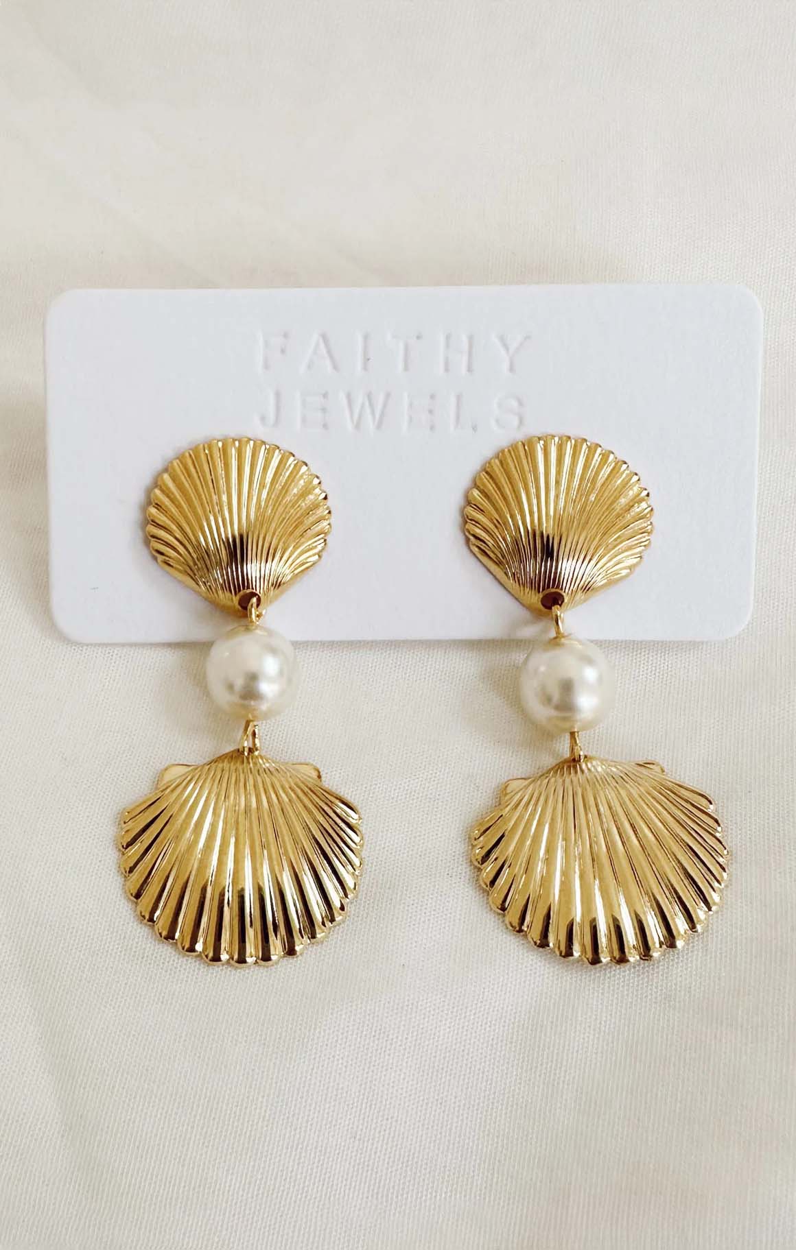 Faithy Jewels Gold Shell Earrings for Women