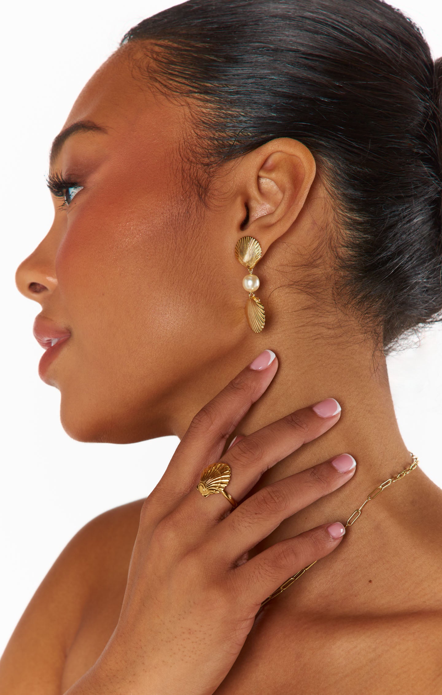Faithy Jewels Gold Shell Earrings for Women