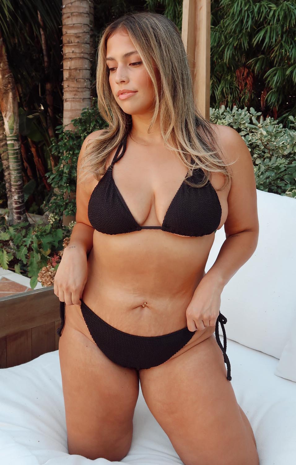 Black Triangle Bikini Top with Adjustable Scrunch Back
