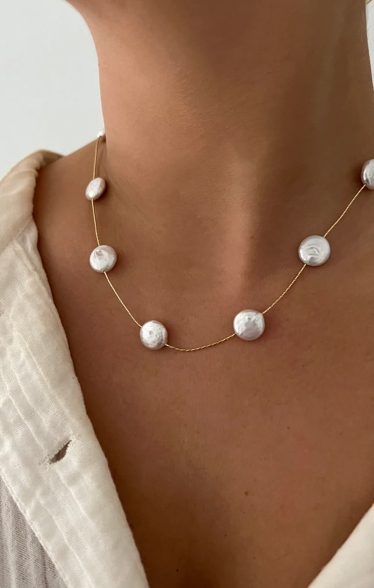 ALV Jewels Gold Pearl Necklace for Women - Lauren Collection