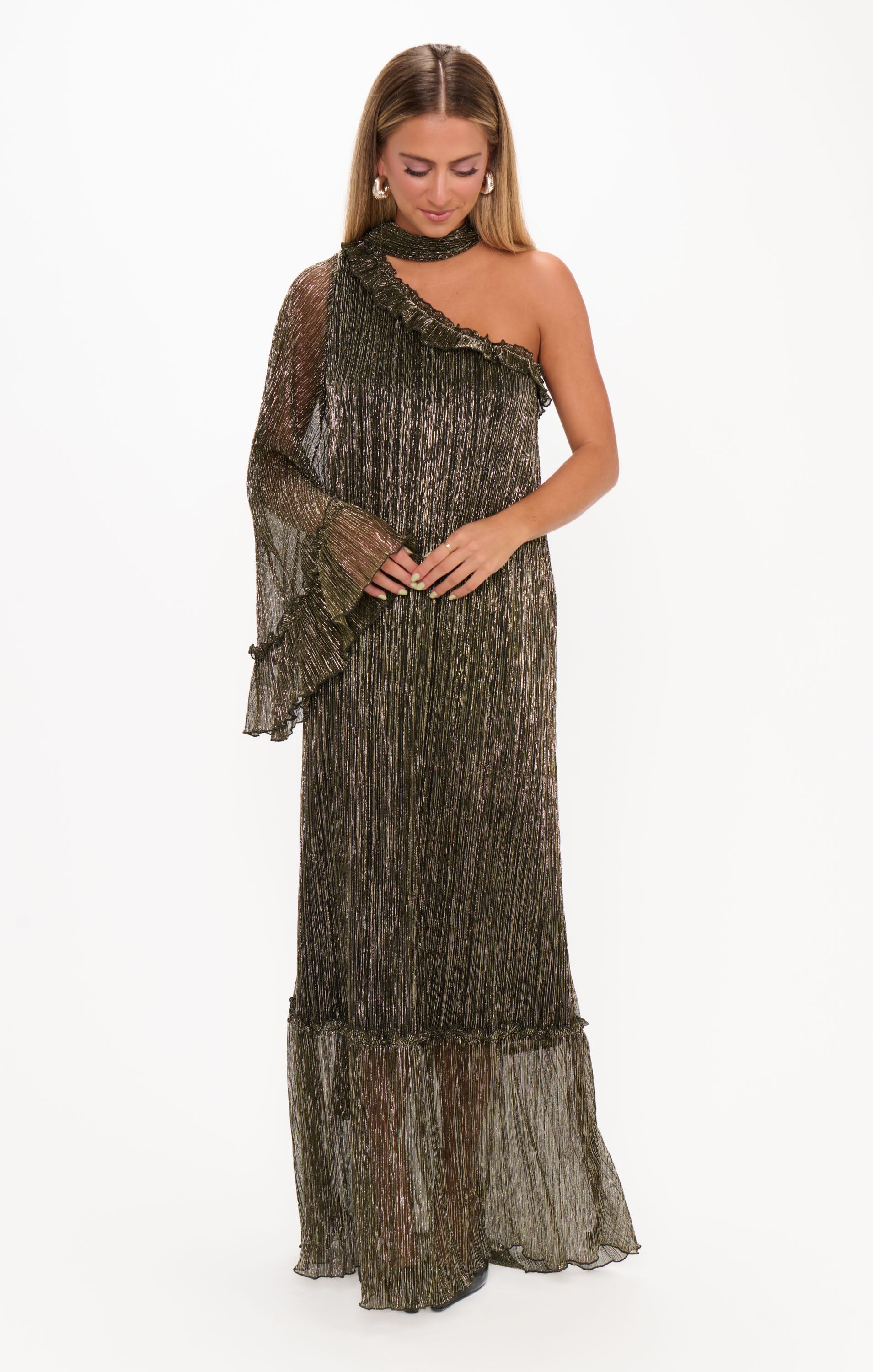 Sparkly One Shoulder Dress with Detachable Sash - Wonder Dress Eclipse Glimmer