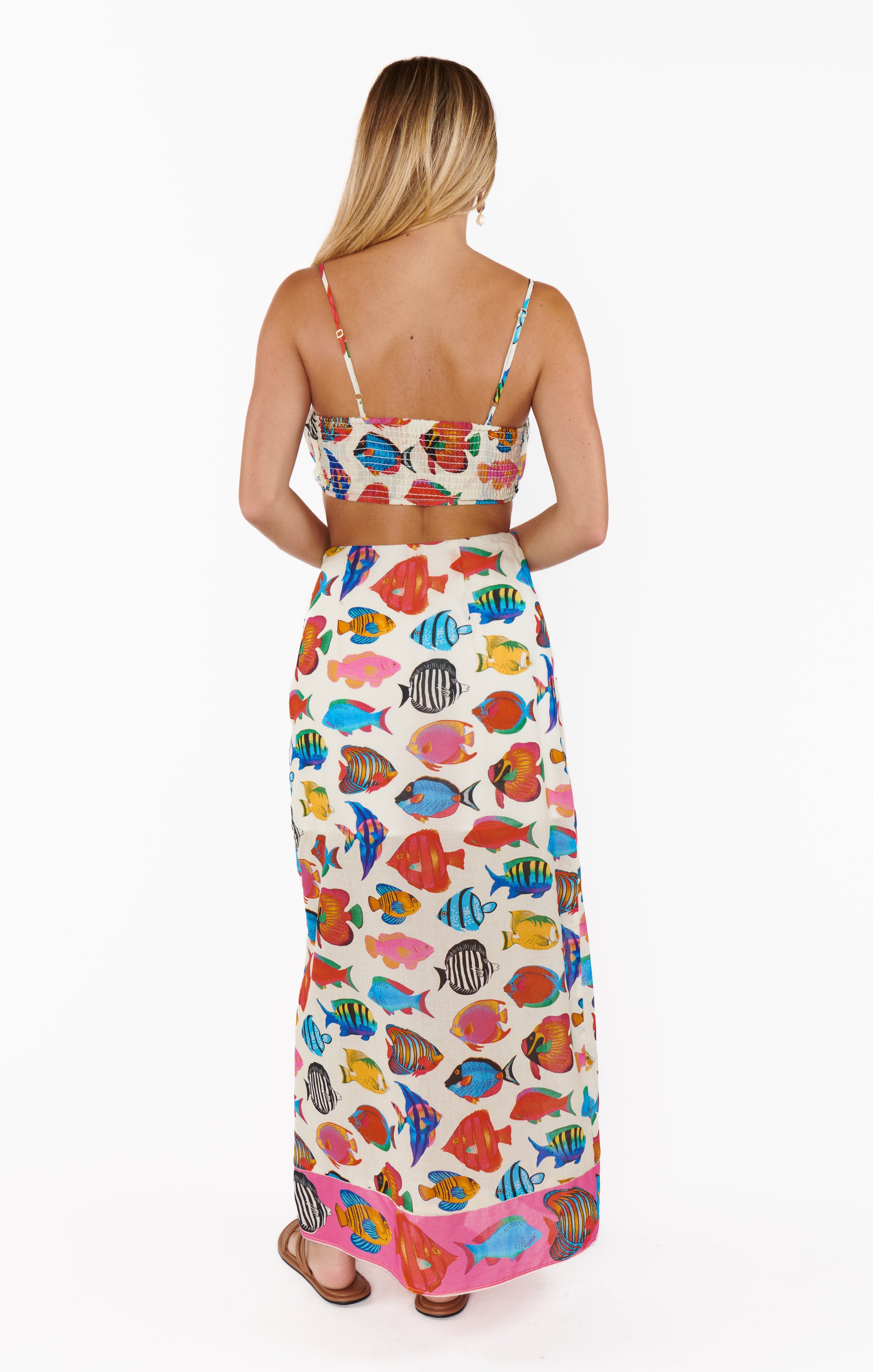 Cartagena Rainbow Reef Ruched Crop Top for Beach Vacations