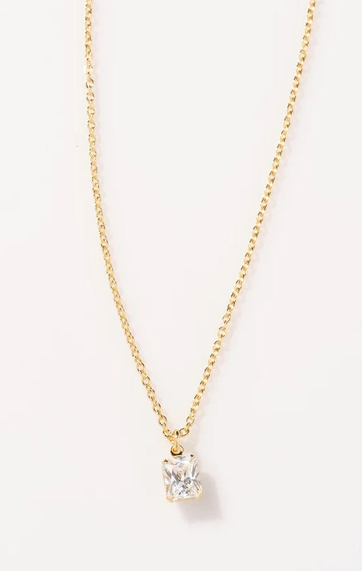 Faithy Jewels Emerald Cut Gold Pendant Necklace