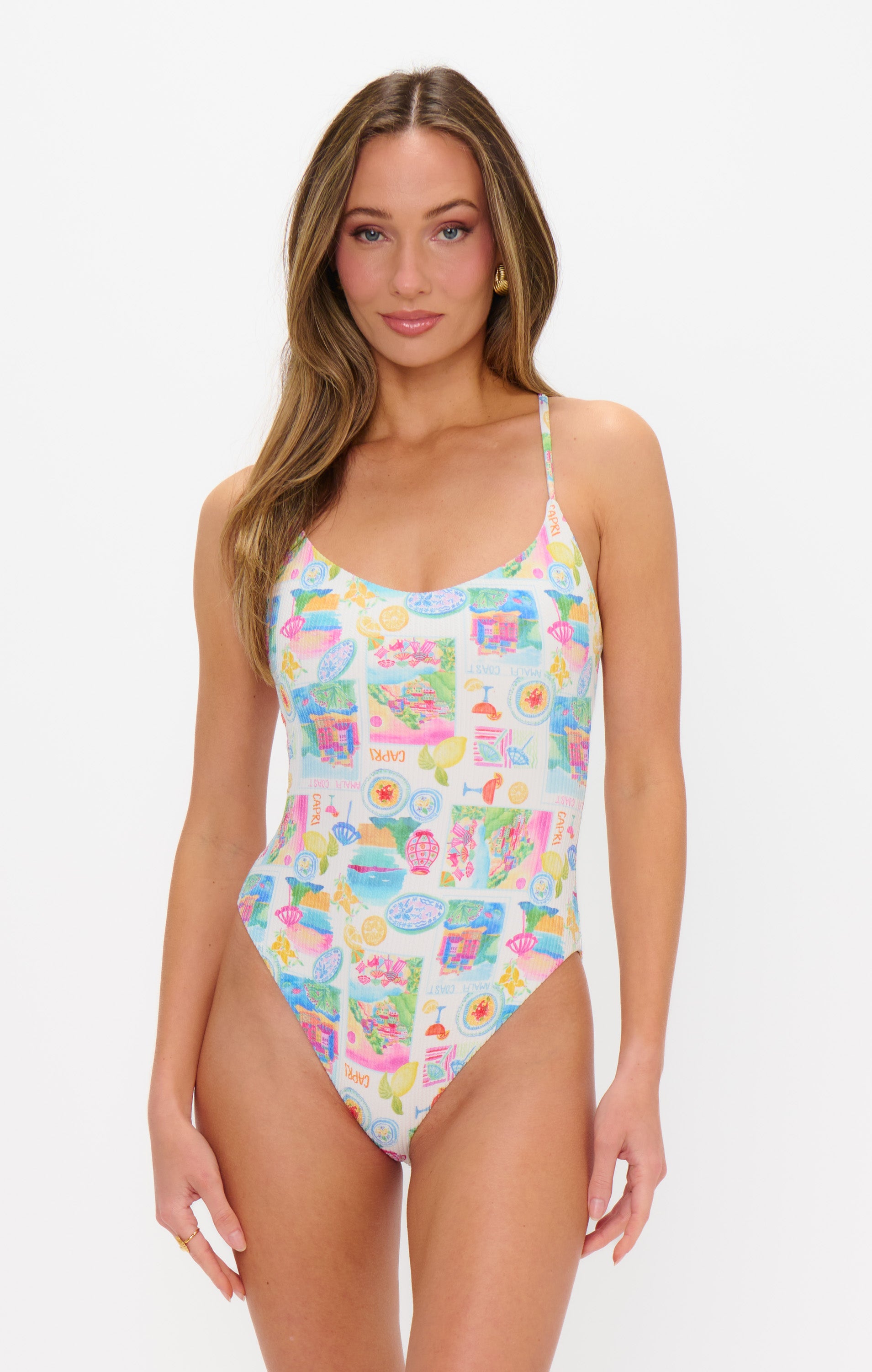 Positano One Piece Swimsuit - Strappy Back & Rib Scrunch