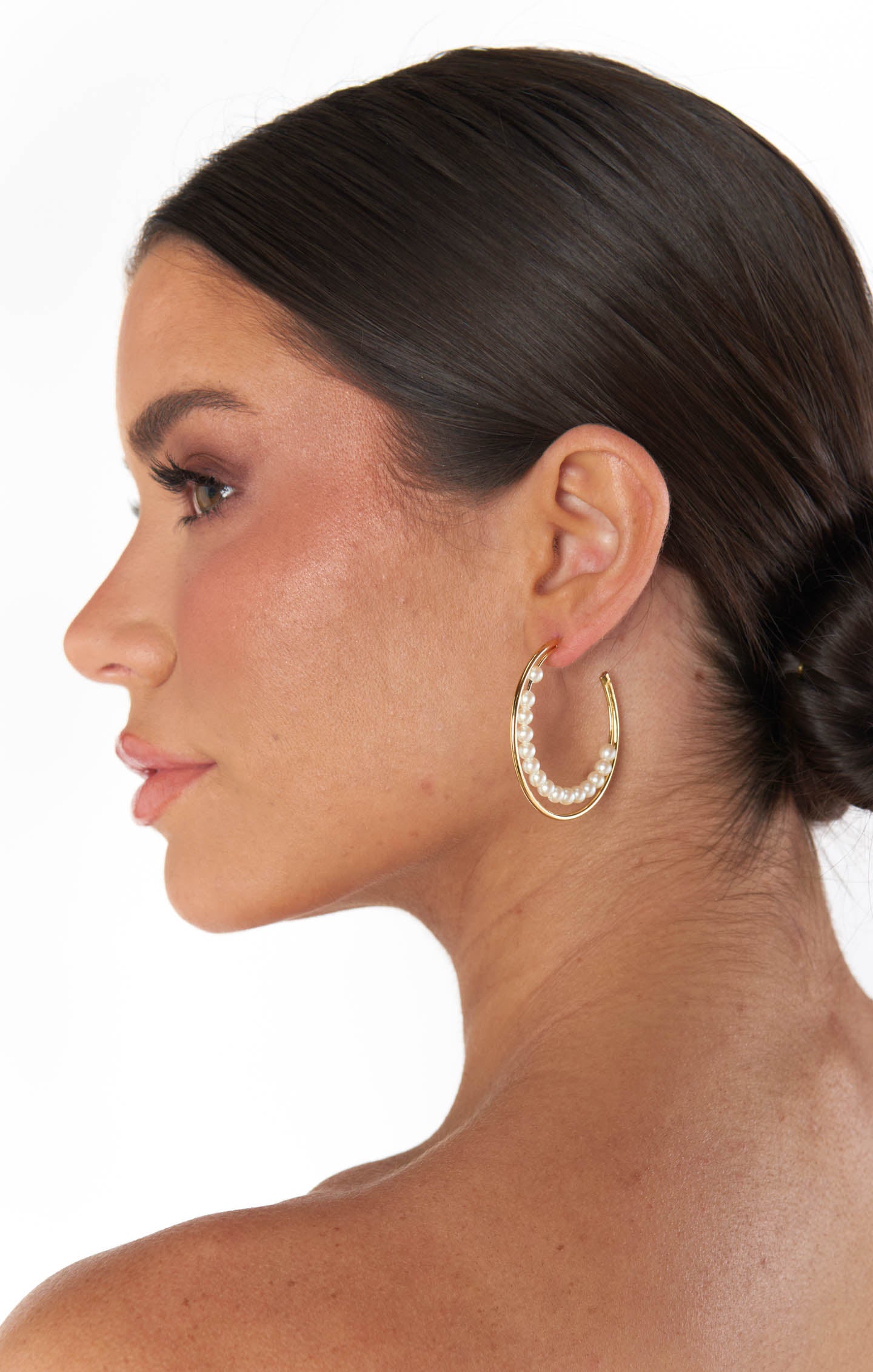 Faithy Jewels Gold Pearl Hoop Earrings for Women