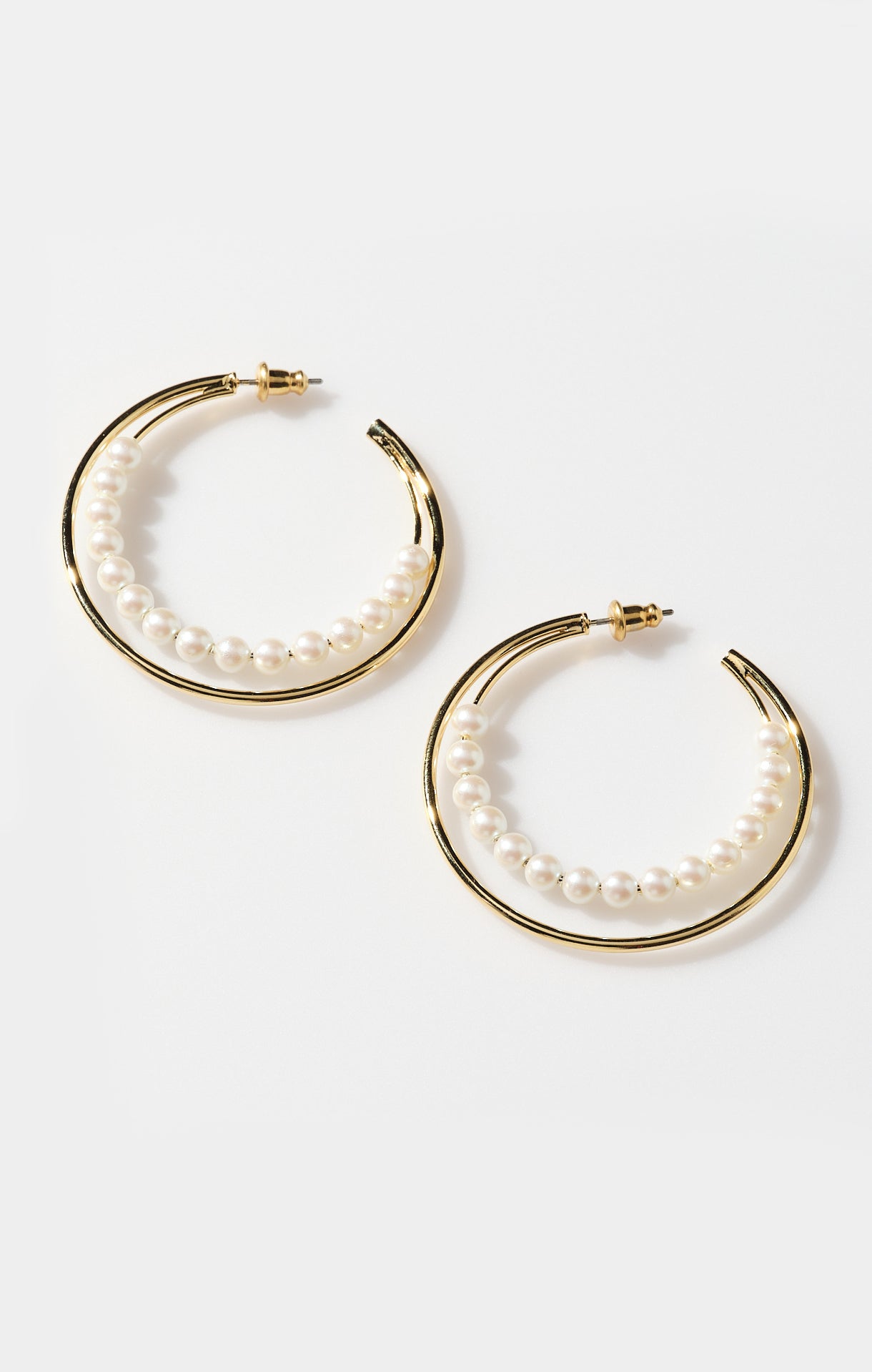 Faithy Jewels Gold Pearl Hoop Earrings for Women