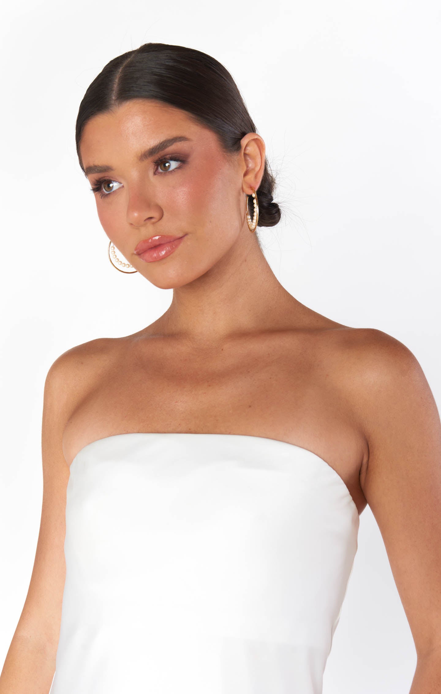 Faithy Jewels Gold Pearl Hoop Earrings for Women