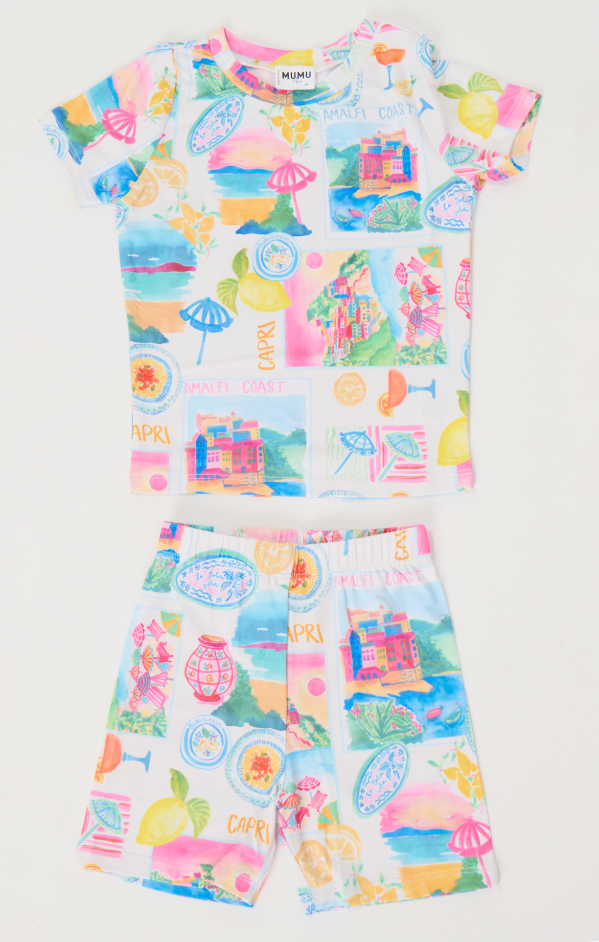 Amalfi Coast Jersey Pajama Set for Girls - Mini Goldie Sleepwear