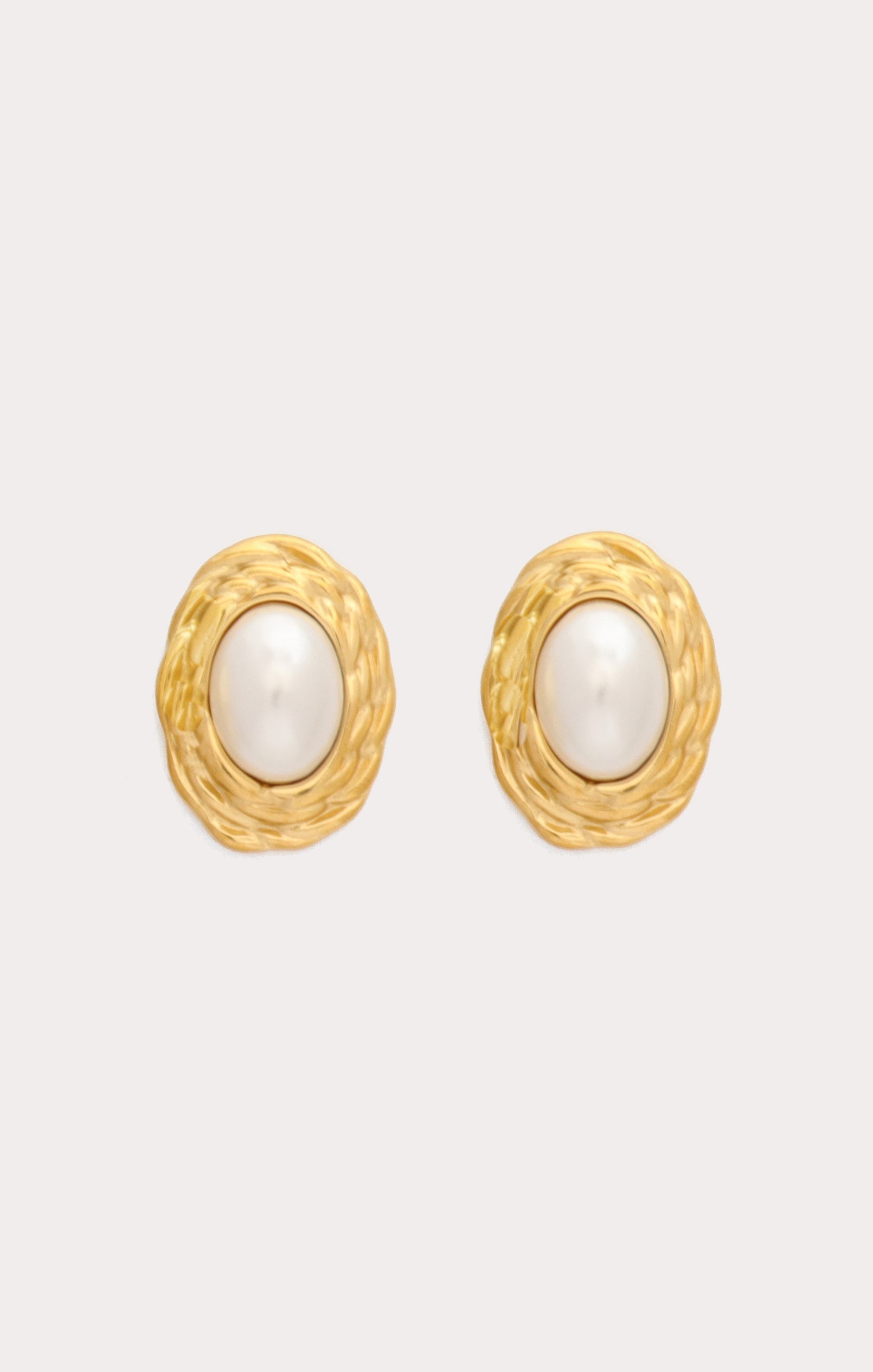 Vintage Gold Pearl Stud Earrings – Petit Moments Oval Jewelry