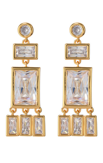 LUV AJ Gold Plated Baguette Shaker Stud Earrings