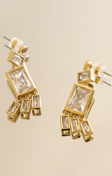 LUV AJ Gold Plated Baguette Shaker Stud Earrings