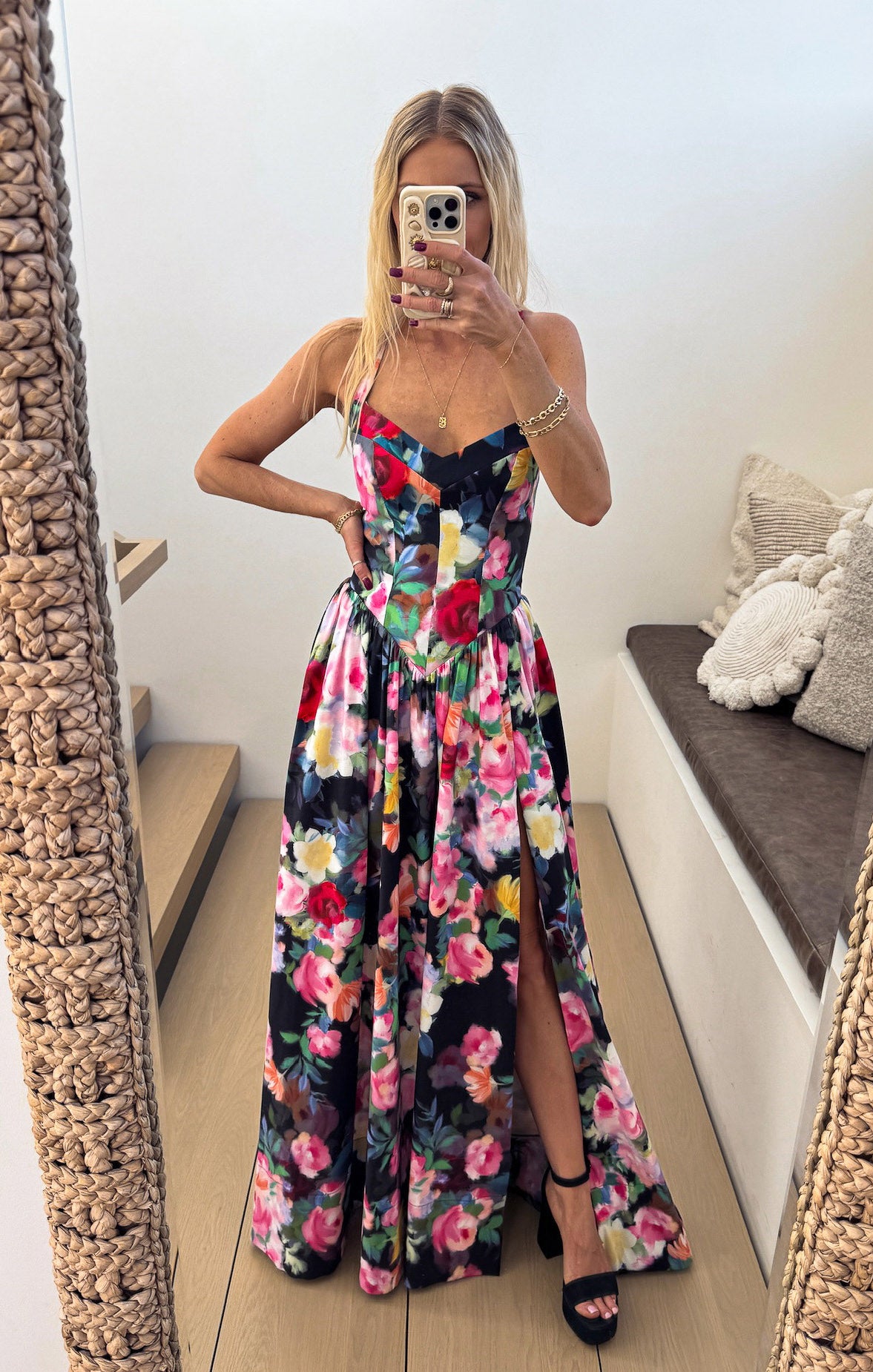 Abigail Sweetheart Corset Maxi Dress with Leg Slit