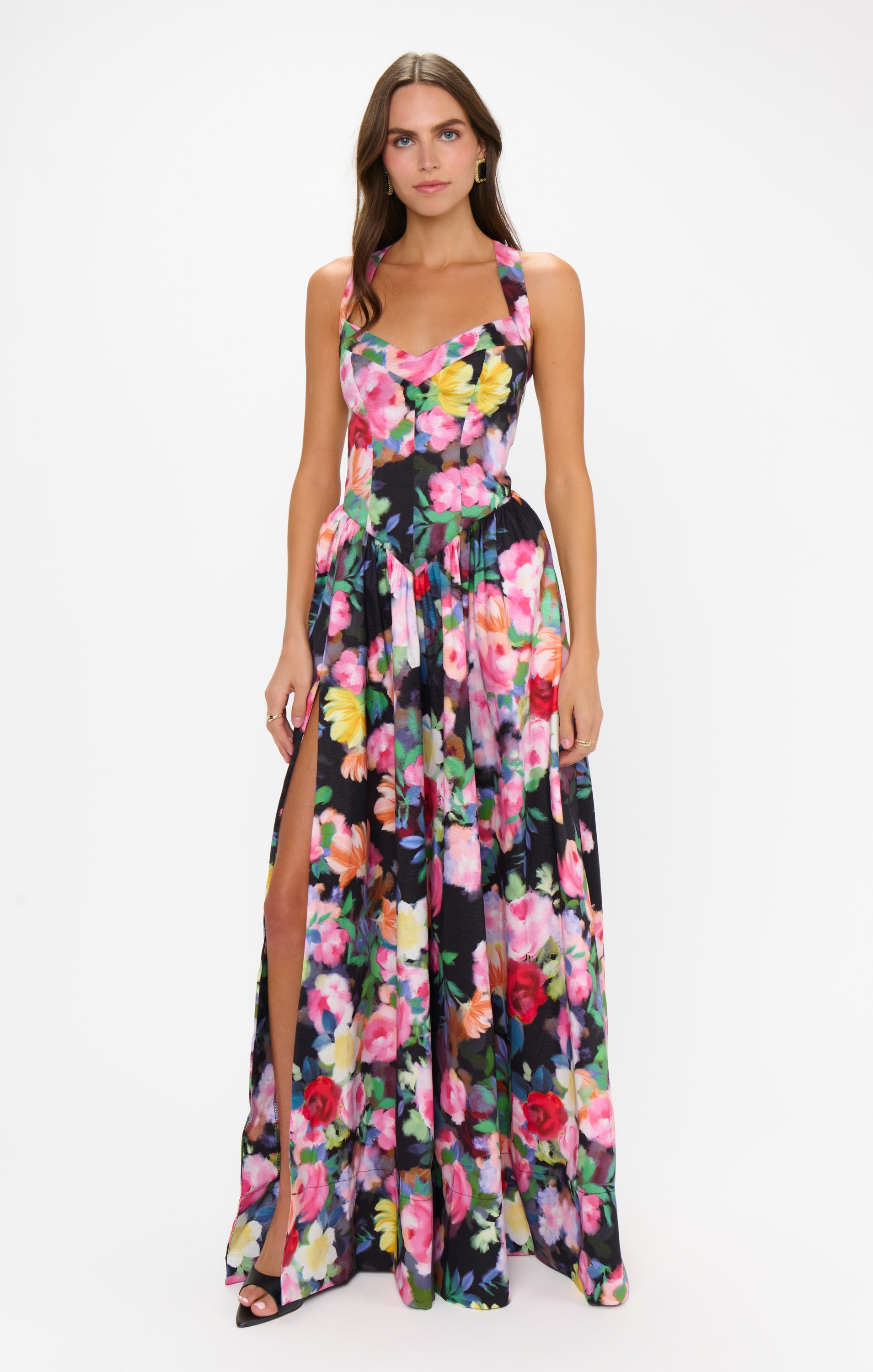 Abigail Sweetheart Corset Maxi Dress with Leg Slit