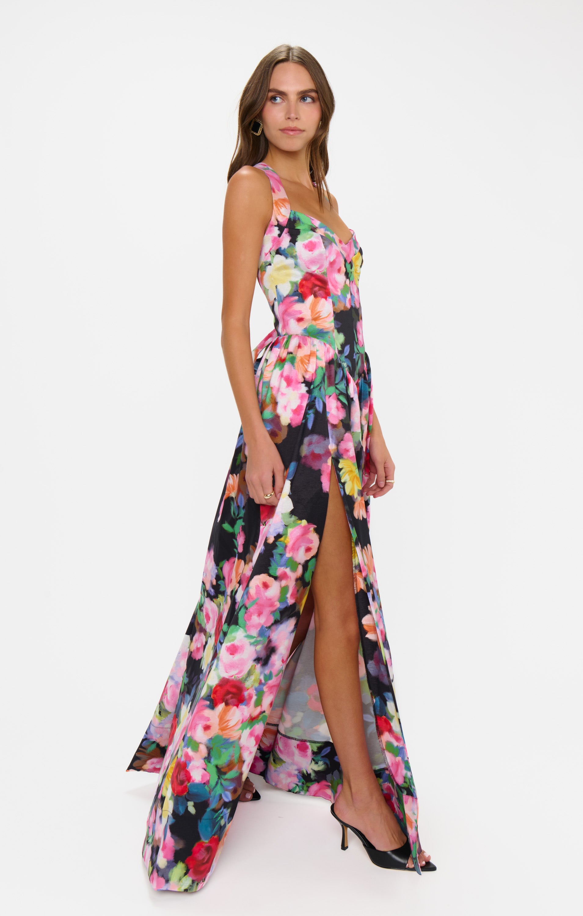 Abigail Sweetheart Corset Maxi Dress with Leg Slit